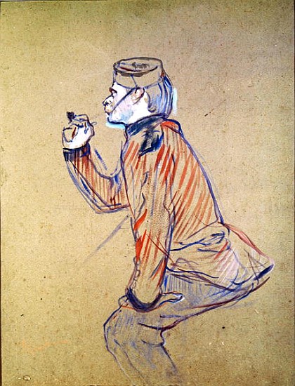 English Soldier Smoking a Pipe, 1898 (oil card) de Henri de Toulouse-Lautrec