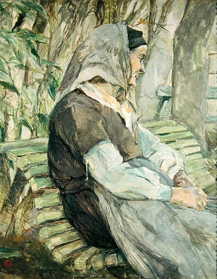 Old Woman Seated on a Bench in Celeyran de Henri de Toulouse-Lautrec