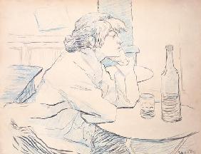 Woman Drinker, or The Hangover, 1889 (ink and coloured pencil)