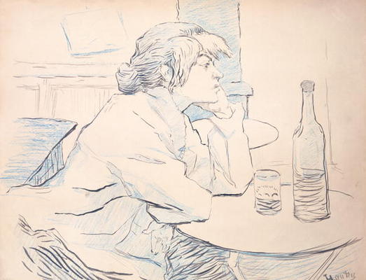 Woman Drinker, or The Hangover, 1889 (ink and coloured pencil) de Henri de Toulouse-Lautrec