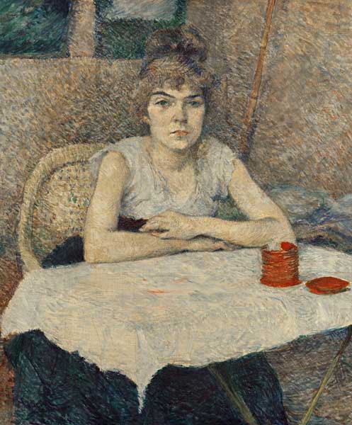 Young woman at a table (Poudre de riz) de Henri de Toulouse-Lautrec
