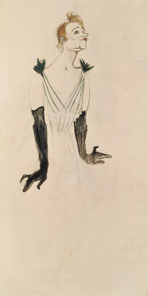 Yvette Guilbert (1865-1944), 1894 (charcoal and oil) de Henri de Toulouse-Lautrec