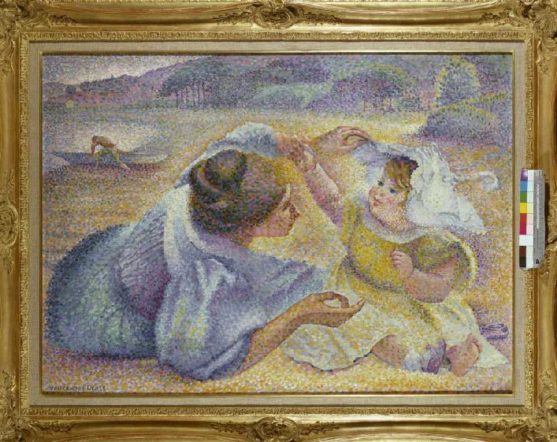 Mutter und Kind am Strand de Henri-Edmond Cross