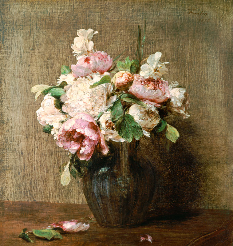 Pivoines Blanches et Roses, Narcisses de Henri Fantin-Latour
