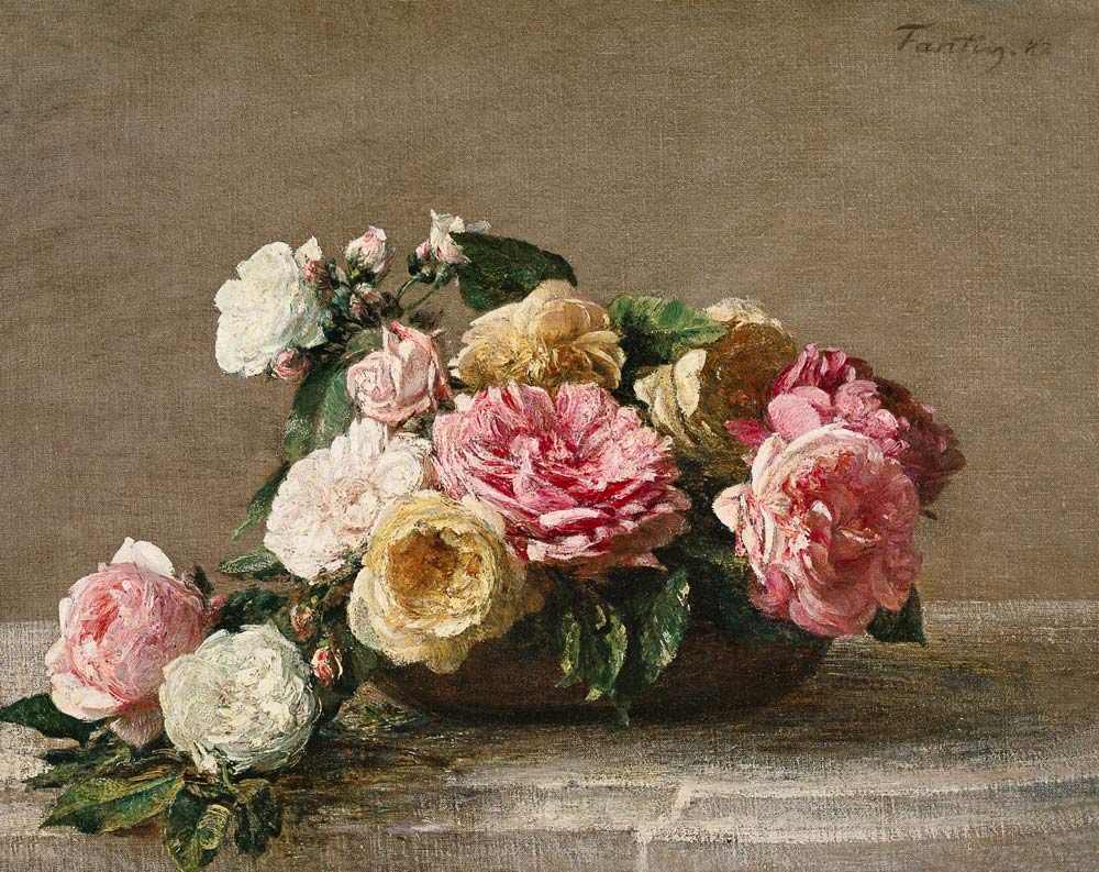 Roses in a Dish de Henri Fantin-Latour