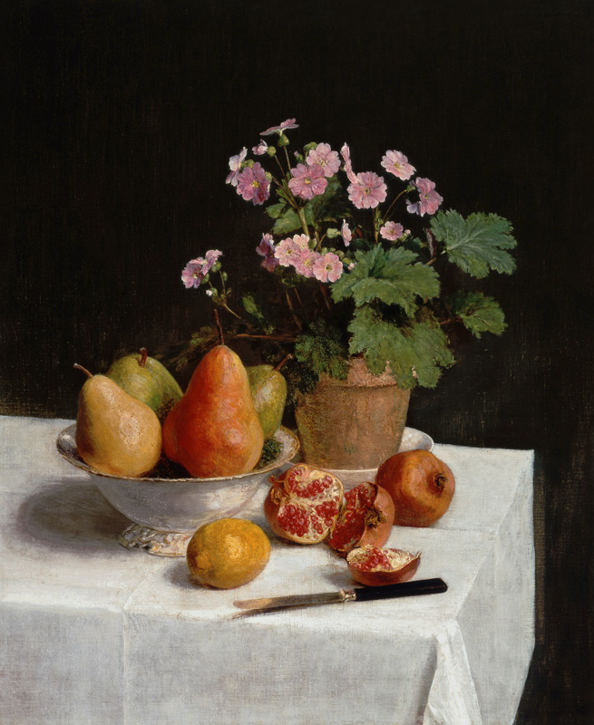 Still life with primroses and pears de Henri Fantin-Latour