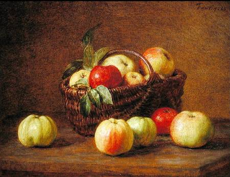 Apples in a Basket and on a Table de Henri Fantin-Latour