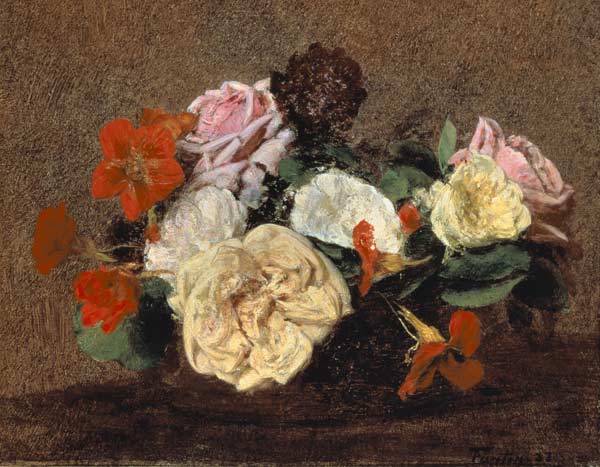 Bouquet of Roses and Nasturtiums de Henri Fantin-Latour