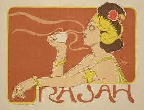 Reproduction of a poster advertising the 'Cafe Rajah', 1897 (colour litho)