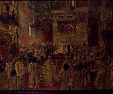 Study for the Coronation of Tsar Nicholas II (1868-1918) and Tsarina Alexandra (1872-1918) at the Ch de Henri Gervex