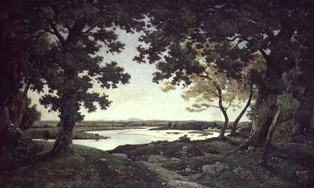 Wooded Landscape with a Sandy River de Henri Harpignies