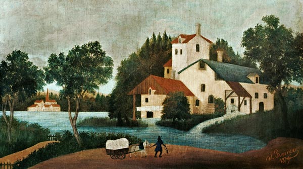 Landscape with water-mill and cars de Henri Julien-Félix Rousseau