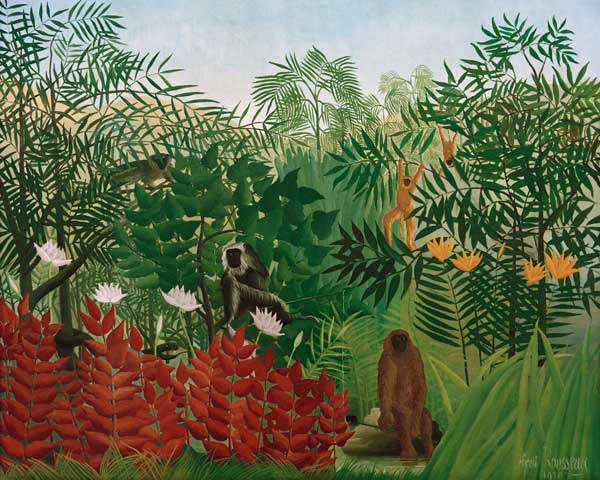 H.Rousseau / Tropical Forest with monkey de Henri Julien-Félix Rousseau