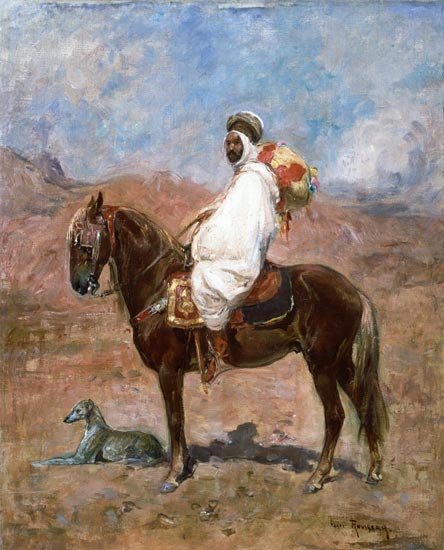 An Arab horseman in a desert landscape de Henri Julien-Félix Rousseau