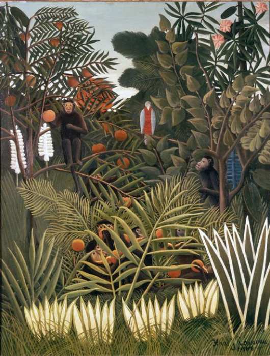 Exotic Landscape with monkeys and a parrot de Henri Julien-Félix Rousseau