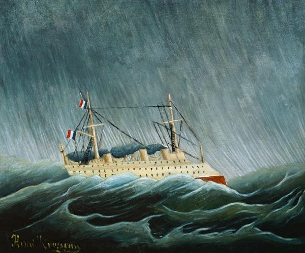 Barco de vapor en la tormenta