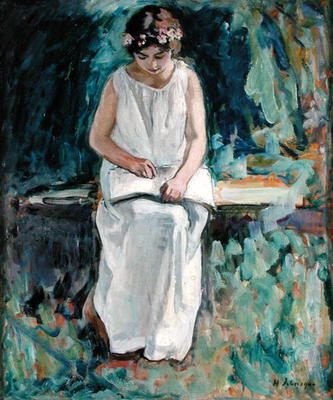 Girl Reading (oil on canvas) de Henri Lebasque