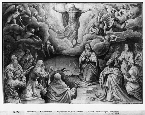 Life of Christ, Ascension, preparatory study of tapestry cartoon for the Church Saint-Merri in Paris de Henri Lerambert