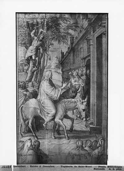 Life of Christ, Entry of Christ into Jerusalem, preparatory study of tapestry cartoon for the Church de Henri Lerambert