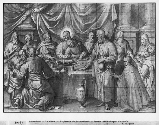 Life of Christ, the Last Supper, preparatory study of tapestry cartoon for the Church Saint-Merri in de Henri Lerambert