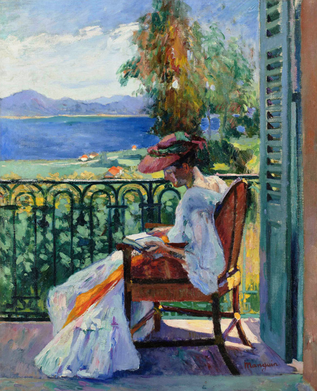 Jeanne sur le balcon de la Villa Demière de Henri Manguin