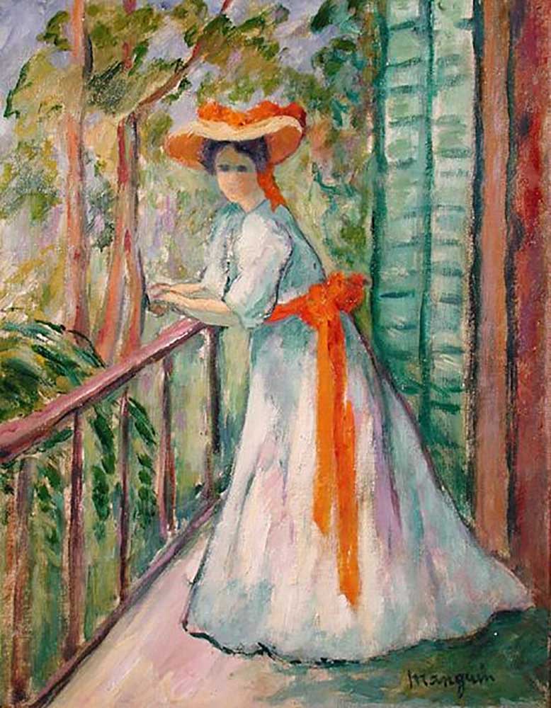 Woman on a Balcony, or Jeanne with an Orange Ribbon, 1907 de Henri Manguin