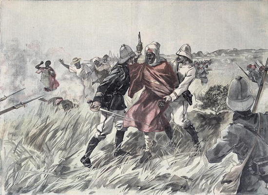 The capture of Toure Samory (c.1835-1900) by Lieutenant Jacquin near Guelemou in 1898, from 'Le Peti de Henri Meyer
