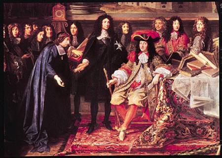 Jean-Baptiste Colbert (1619-83) Presenting the Members of the Royal Academy of Science to Louis XIV de Henri Testelin