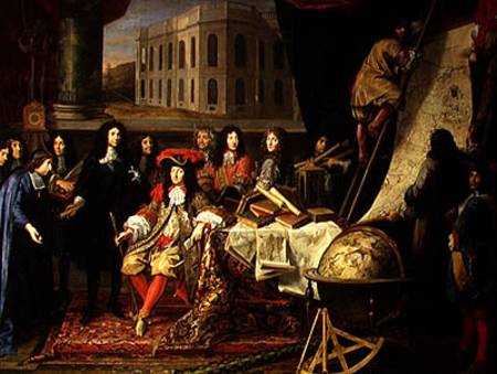 Jean-Baptiste Colbert (1619-83) Presenting the Members of the Royal Academy of Science to Louis XIV de Henri Testelin