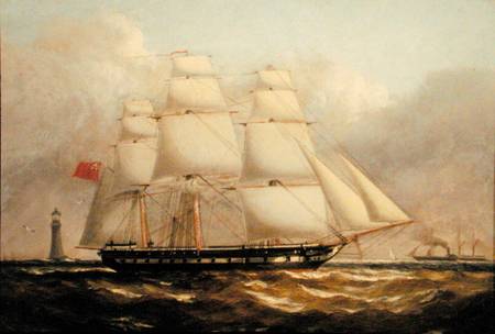 A Frigate off the Eddystone Lighthouse de Henry A. Luscombe