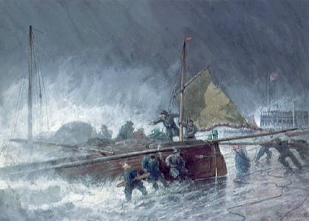 Deal Lugger Putting off in a Storm de Henry Andrews