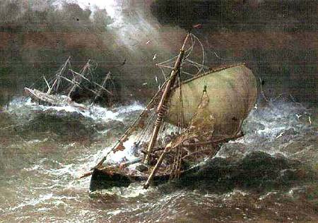 Storm in the North Sea, with Smack & Barque de Henry Andrews