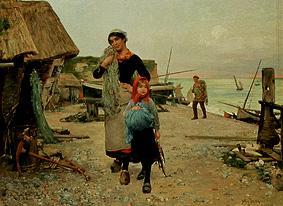 Fisherman, returning home to the catch with her ne de Henry Bacon