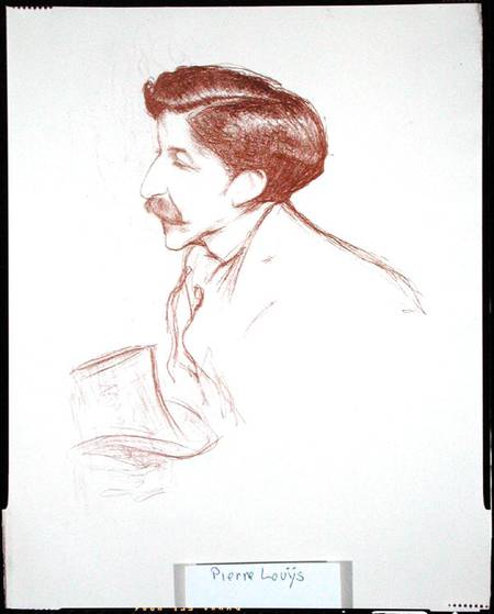 Pierre Louys (1870-1925) from 'Tetes et Pensees' 1901 (colour litho) de Henry Bataille