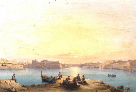 Valetta Harbour at Sunset de Henry Charles Ferro
