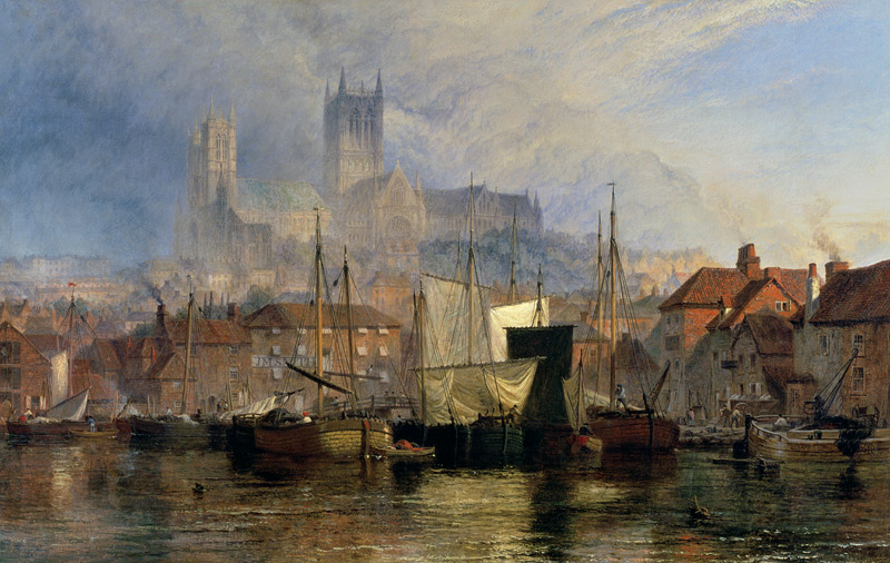 Lincoln Cathedral from the Brayford Pool de Henry Dawson