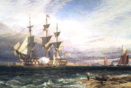 Sheerness, Island of Sheppey, Guardship Saluting de Henry Dawson