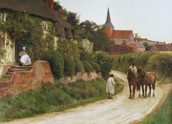 Evening in the Village de Henry John Yeend King