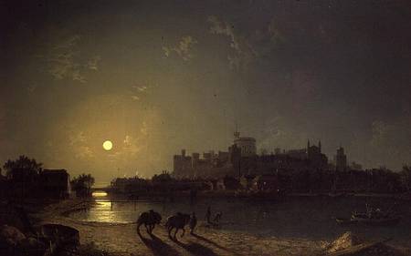 Moonlight View of Windsor Castle from the Thames de Henry Pether