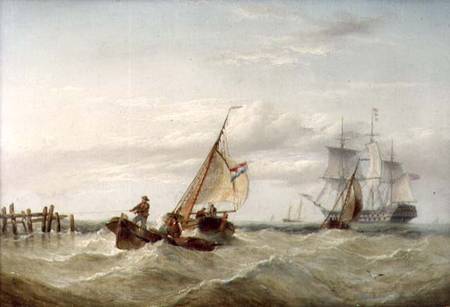 An East Indiaman and other Shipping off the Coast de Henry Redmore
