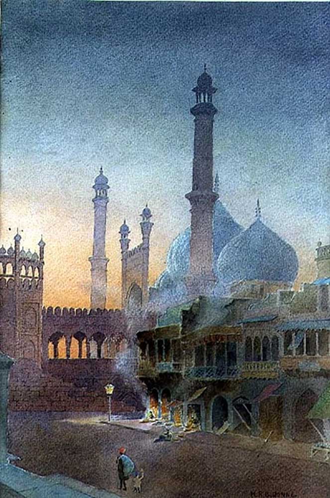 View of the Jumma Masjed, Old Delhi de Henry Richard Beadon Donne
