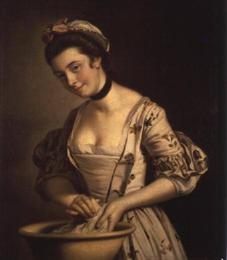 A Lady's Maid Soaping Linen de Henry Robert Morland
