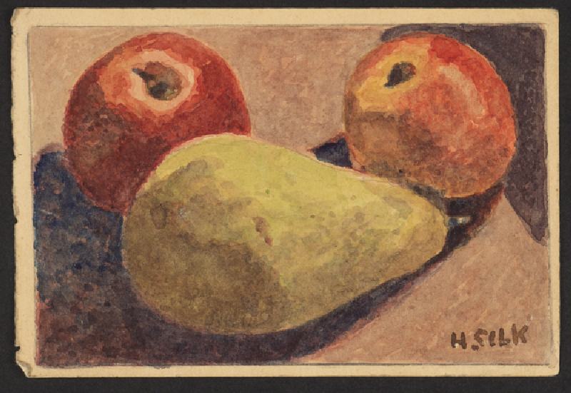Apples and pears, c.1930 (pencil & w/c on paper) de Henry Silk