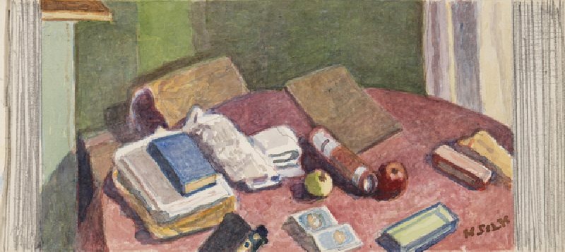 Front room table, c.1930 (pencil & w/c on paper) de Henry Silk