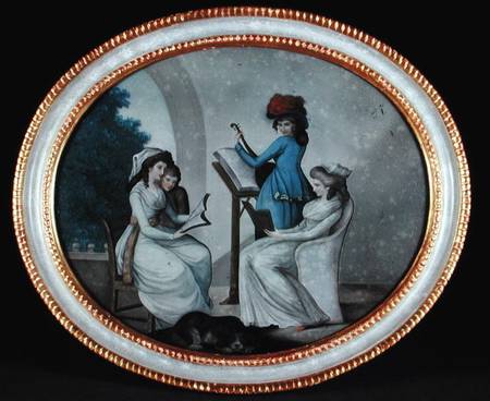 A reverse glass painting showing lady musicians de Henry W. Banbury