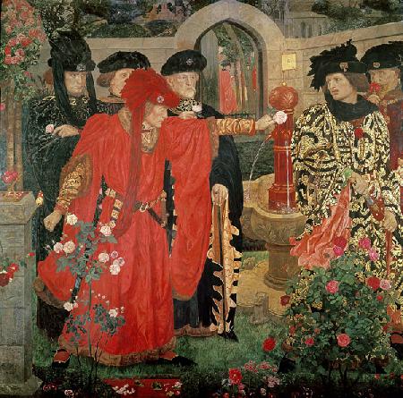 Choosing the Red and White Roses in the Temple Garden, 1910 (fresco) 