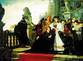 Confirmación de privilegios de la aristocracia por Sigismund I de Polonia de Henryk Hipolit Rodakowski