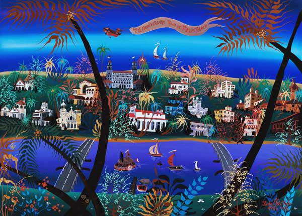 75th Anniversary of Palm Beach, Florida (oil on canvas) 