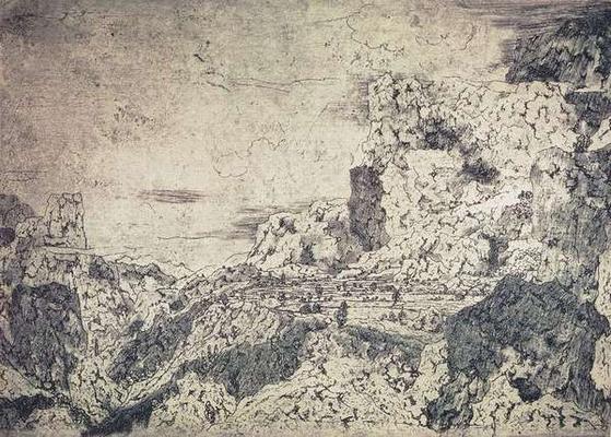 A Rocky Landscape (engraving) de Hercules Seghers