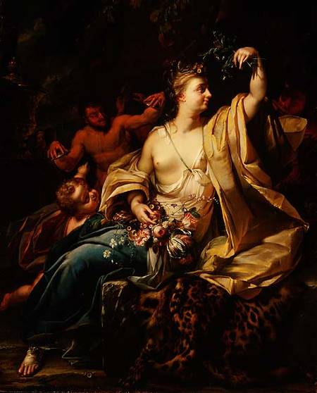 Bacchante with a putto, satyrs and nymphs de Herman van der Myn